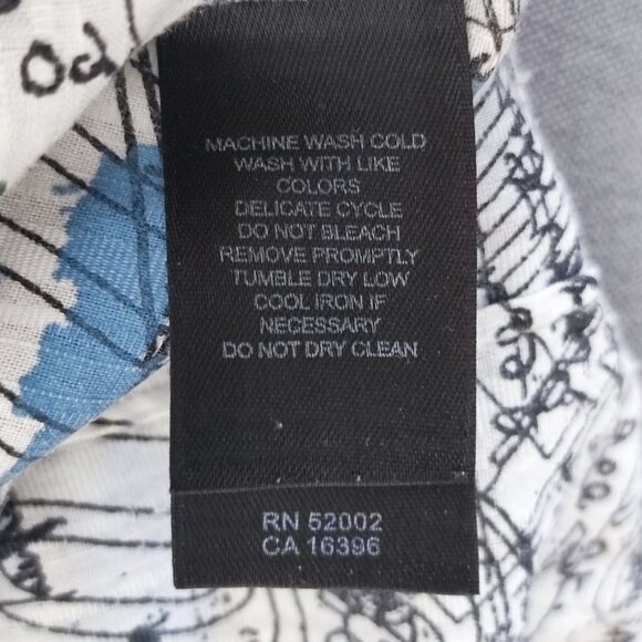 DKNY JEANS casual button down shirt men's size L white with "blueprint" pattern - Picture 5 of 11